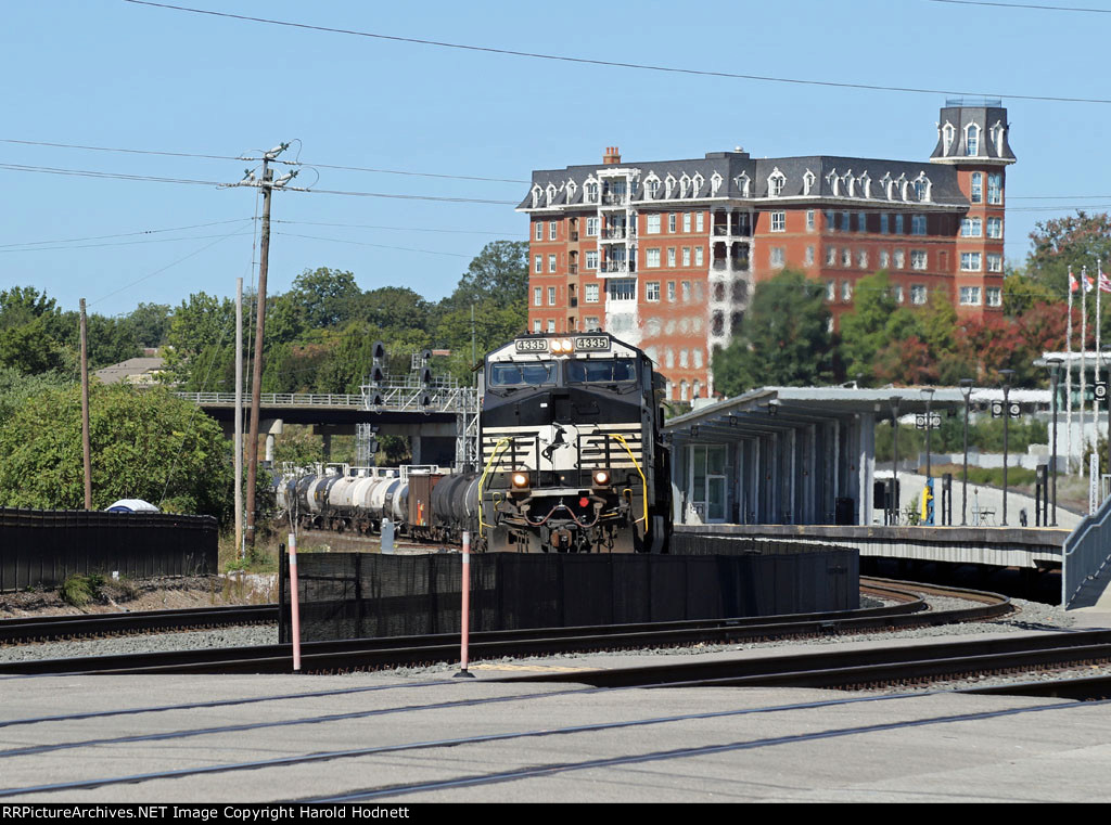 NS 4335 leads train 350 past Raleigh Union Station